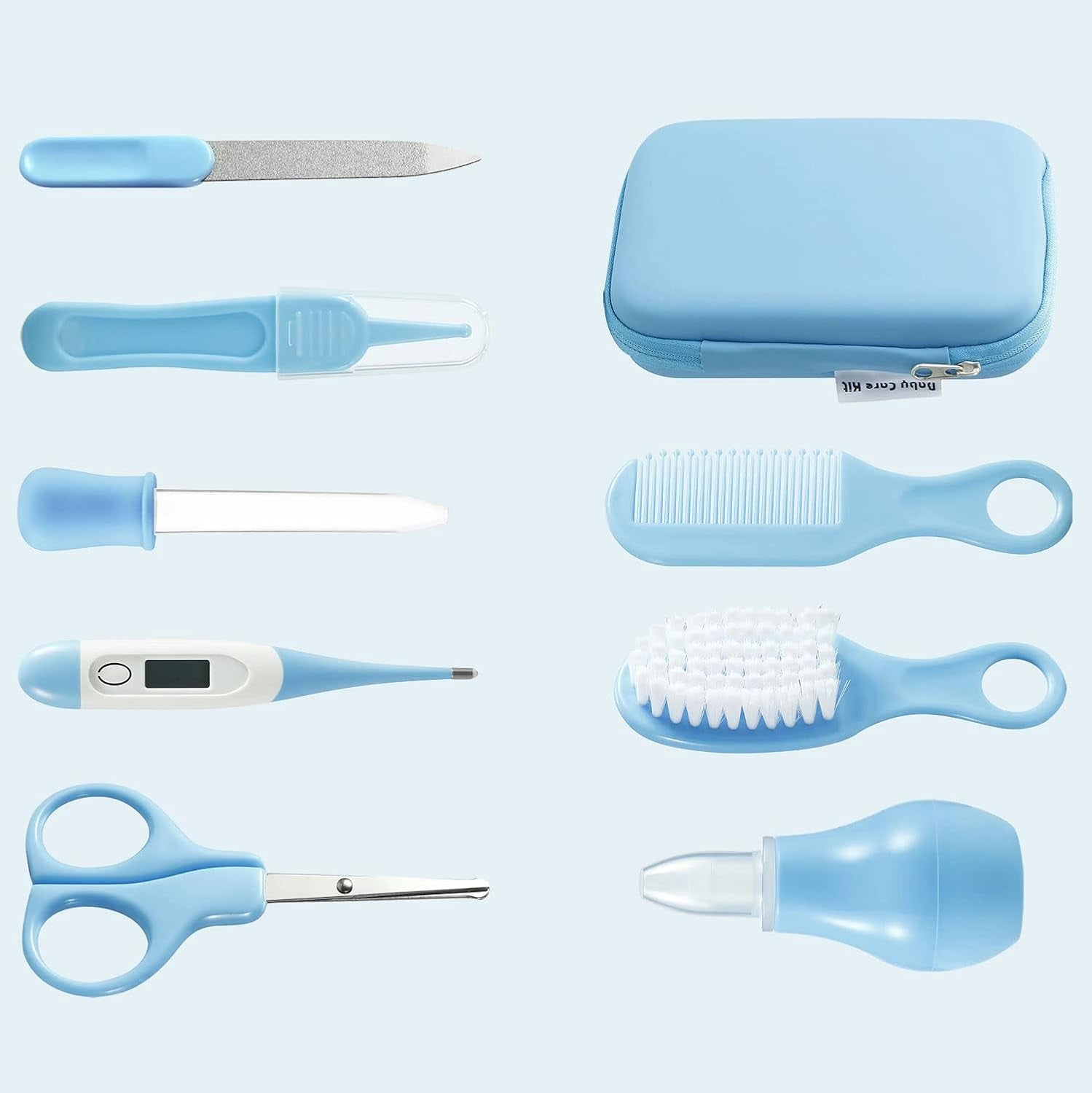Pandaear Baby Pflegeset 10 Teilige Erstausstattung Für Neugeborene, Baby Nagelpflegeset Care Set, Baby Nagelfeile Babykamm, Bürste, Fingerzahnbürste, Nagelschneider, Schere, Nasenaspirator