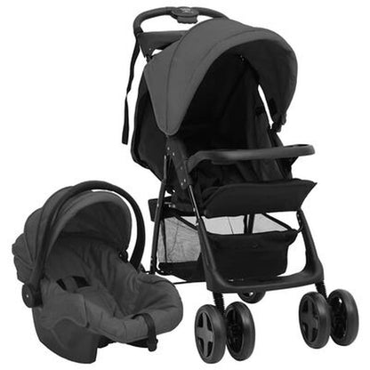2-In-1 Kinderwagen Dunkelgrau Und Schwarz Stahl