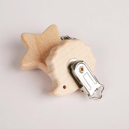6 Stück Schnullerclip Holz Set