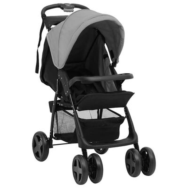 2-In-1 Kinderwagen Dunkelgrau Und Schwarz Stahl
