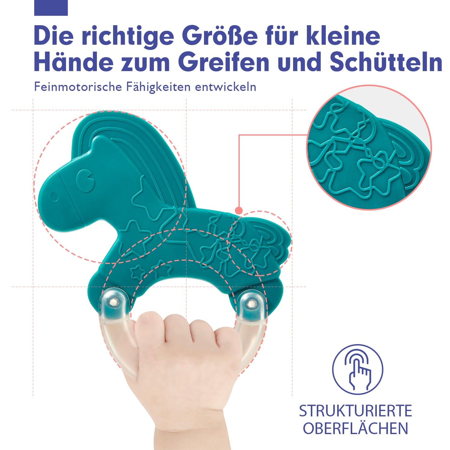 Hahaland Rassel Beißring Baby Set, Silikon Baby Spielzeug Ab 3 6 9 Monate, 10 PCS Shaker Helfen Baby Beim Zahnen Und Greifen, Bpa-Frei Beissring Sensorik Spielzeug Für Neugeborene Kleinkinder Geschenk