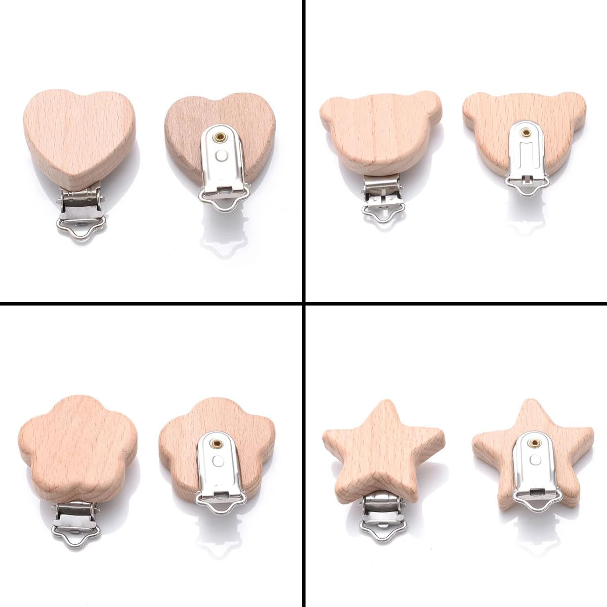 Holz Schnullerclip, 4 Stück