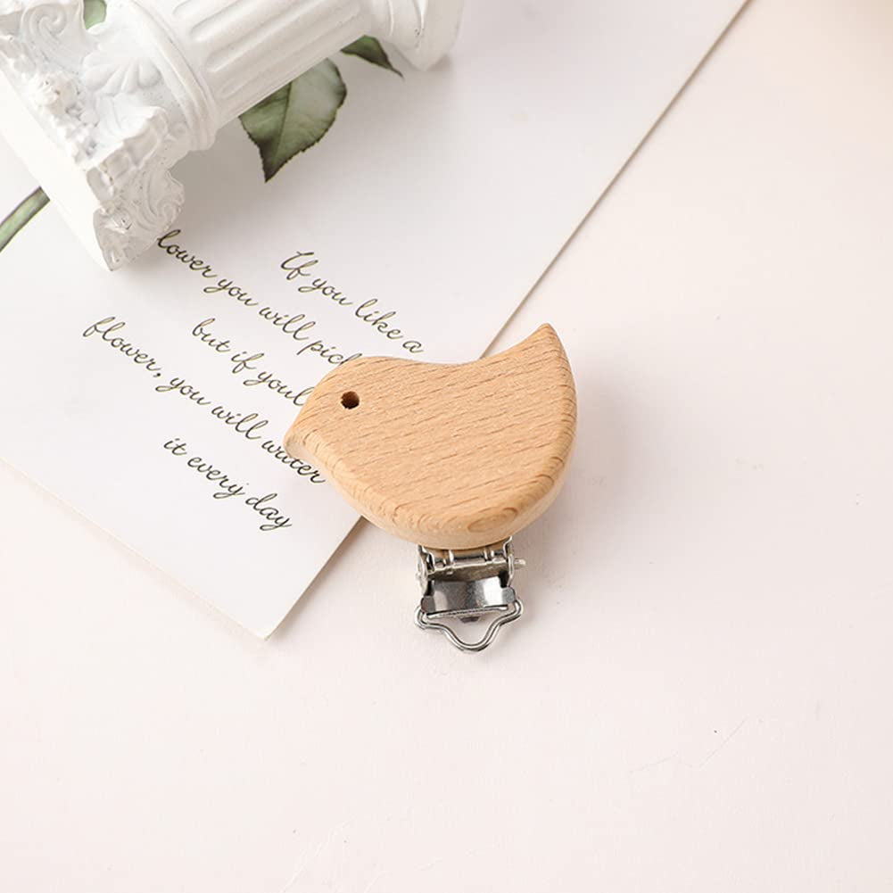 6 Stück Schnullerclip Holz Set