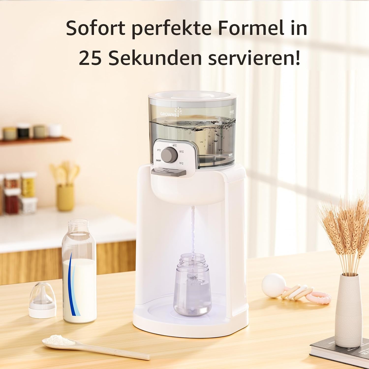 Flaschenwärmer Baby,  Wasserwärmer Flaschenzubereiter Baby, Sterilisator Für Babyflaschen, Präzise Steuerung Von 4 Temperaturen, Warmwasserspender Für Formula, Flaschenzubereiter Für Babys