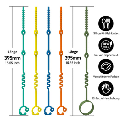 Schnullerkette Silikon – 5 Packungen Verstellbare Silikon-Kinderwagenkette Und Cup Catcher FÜR Kinderwagen, Hochstühle, Kinderbetten, Autositze (Mehrfarbig)