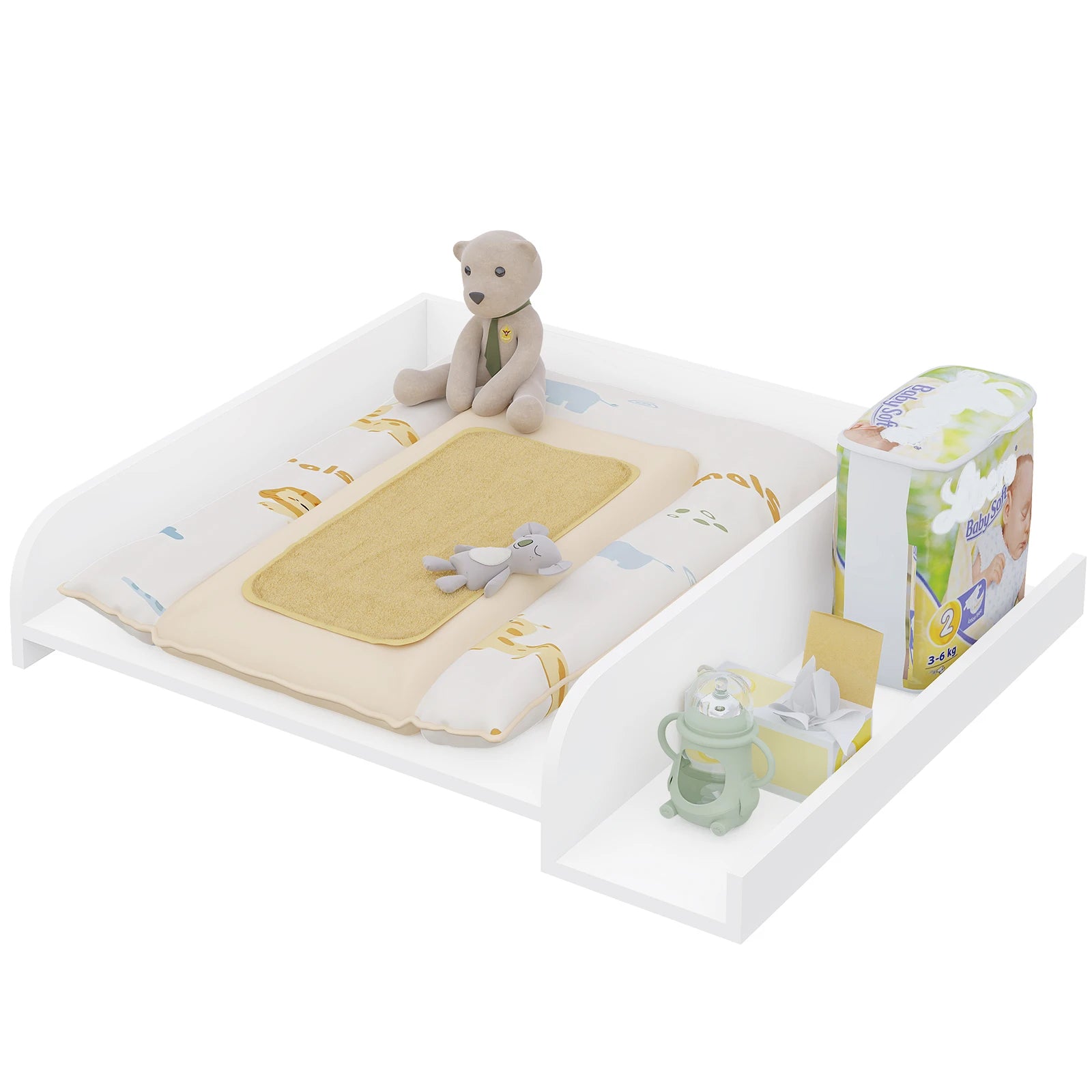 WOLTU White Changing Table 80x70x16.5cm Baby Changing Mat with Protective Edge Storage Shelf for Washing Machine Dryer