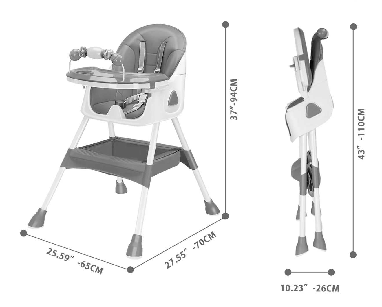 2-in-1 Klappbarer Hochstuhl