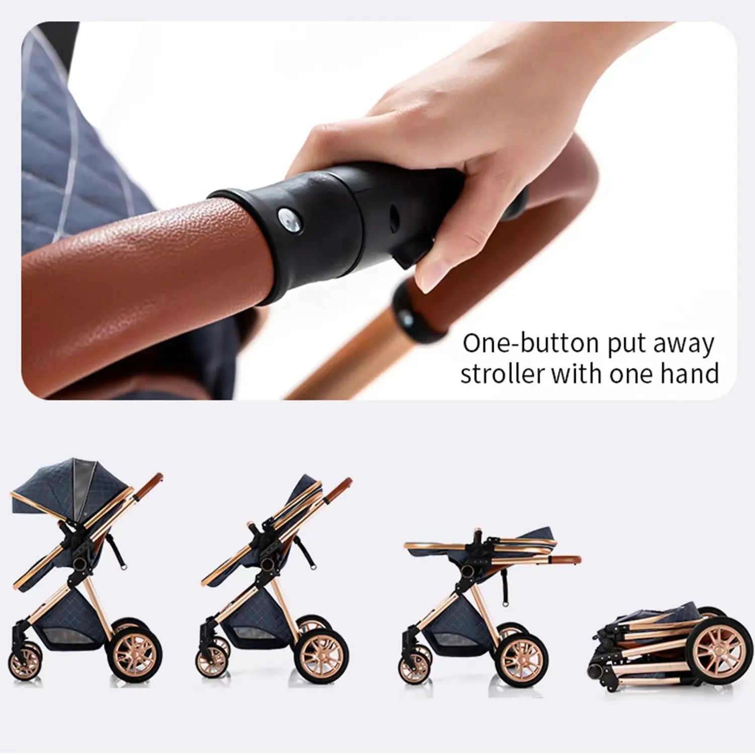3 in 1 Baby stroller Baby carriage Portable luxurious travel pram High landscape newborn baby stroller with baby carrier