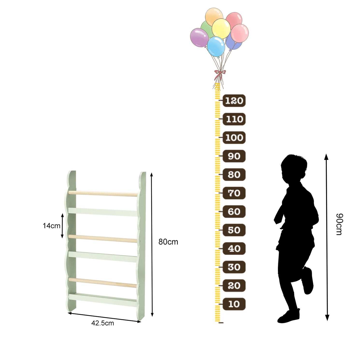 Kinder-Wandregal mit 4 Ablagen