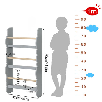 Kinder-Wandregal mit 4 Ablagen