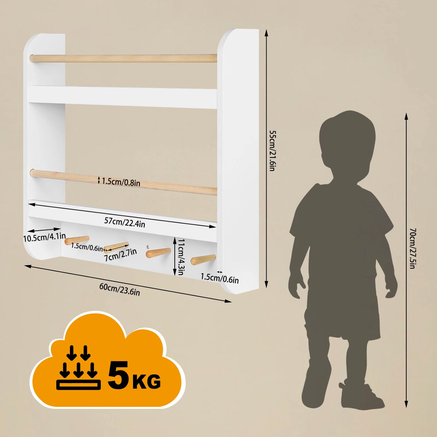 Kinder-Wandregal Bücherregal