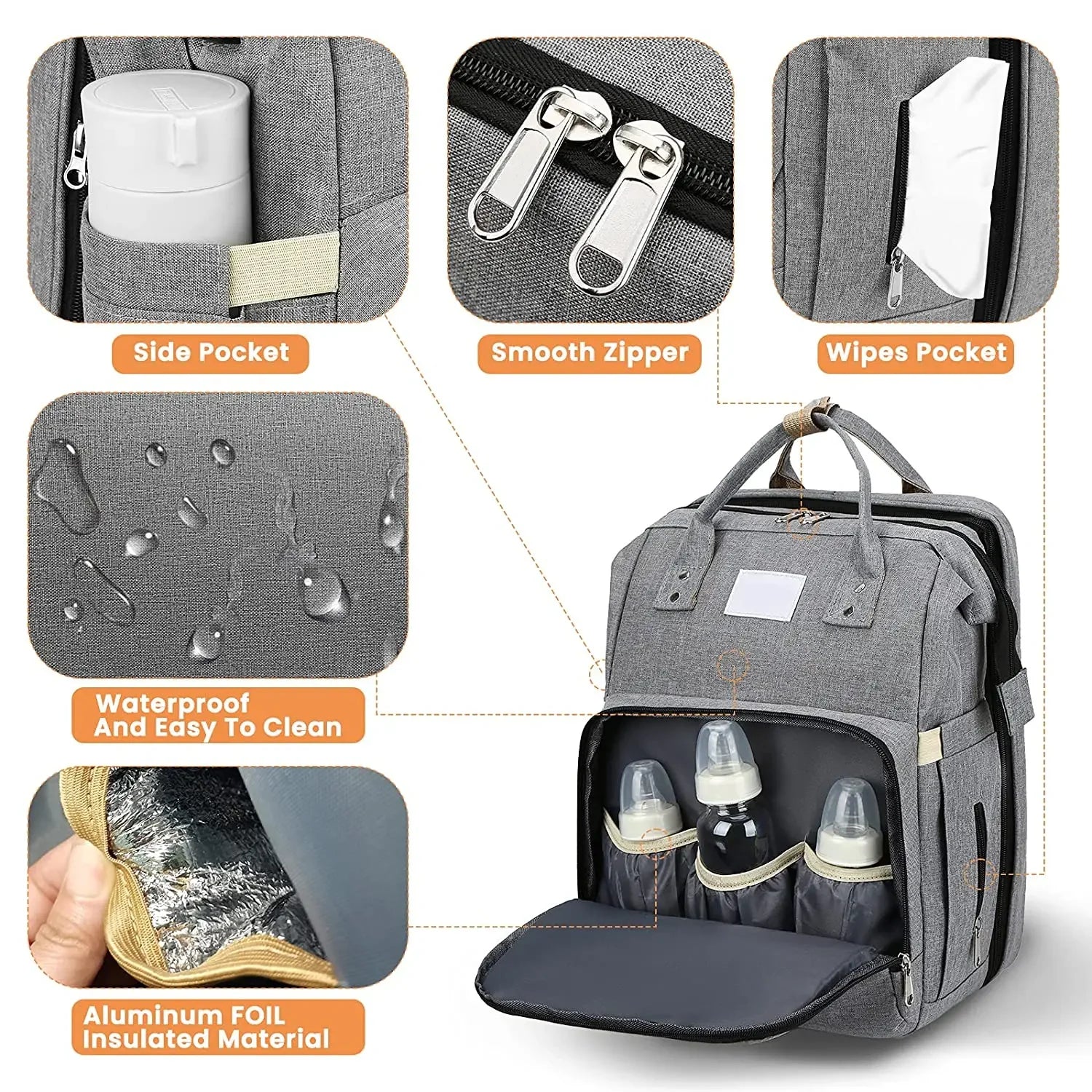 Folding Mommy Diaper Bags Baby Bed Fashion Women's Bag Maternity Nappy Diaper Bags Travel Milk Bottle Backpack Nursing Bags