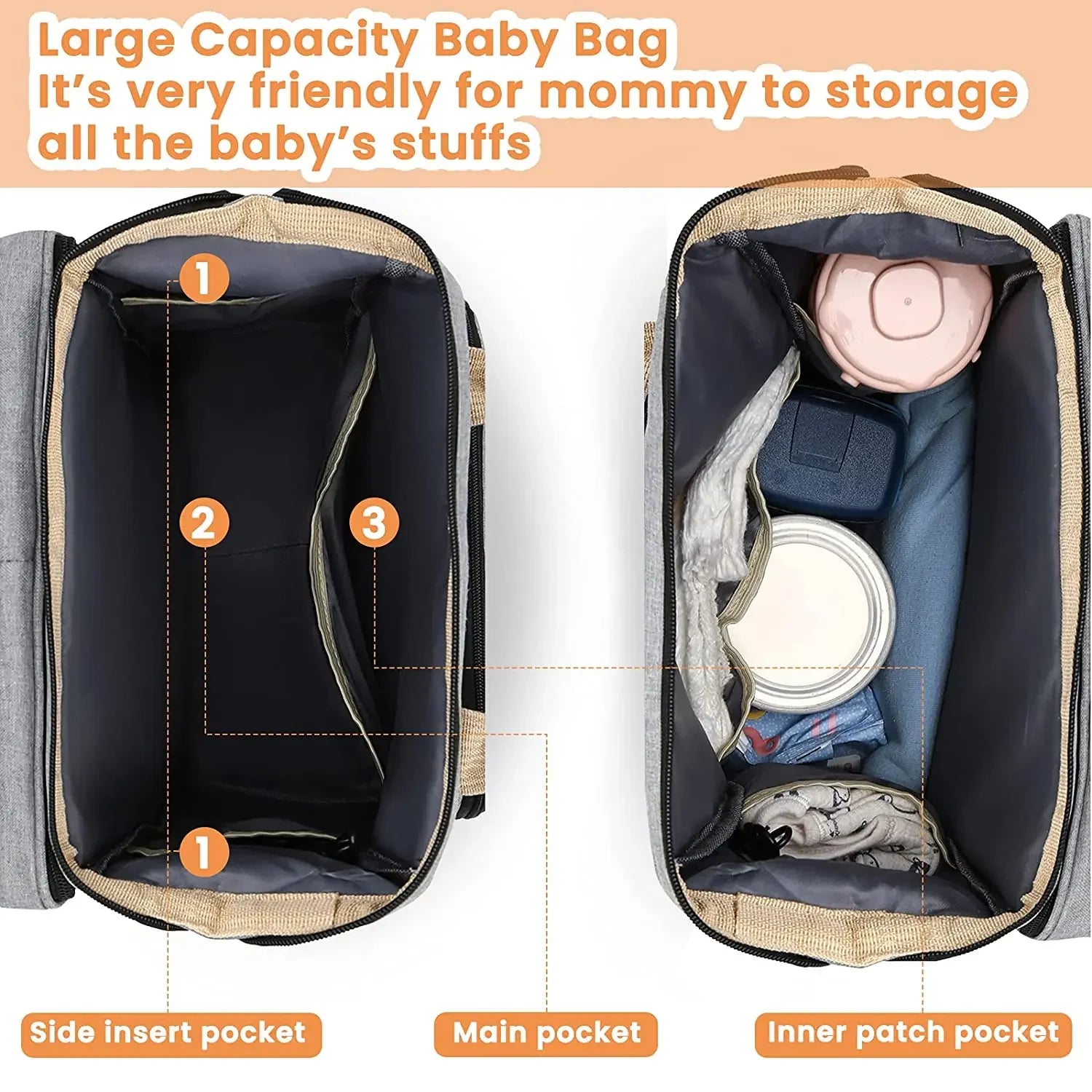 Mommy Diaper Bags Baby Bed Mother Large Capacity Nappy Milk Bottle Backpacks with Changing Mat Convenient Baby Nursing Bags