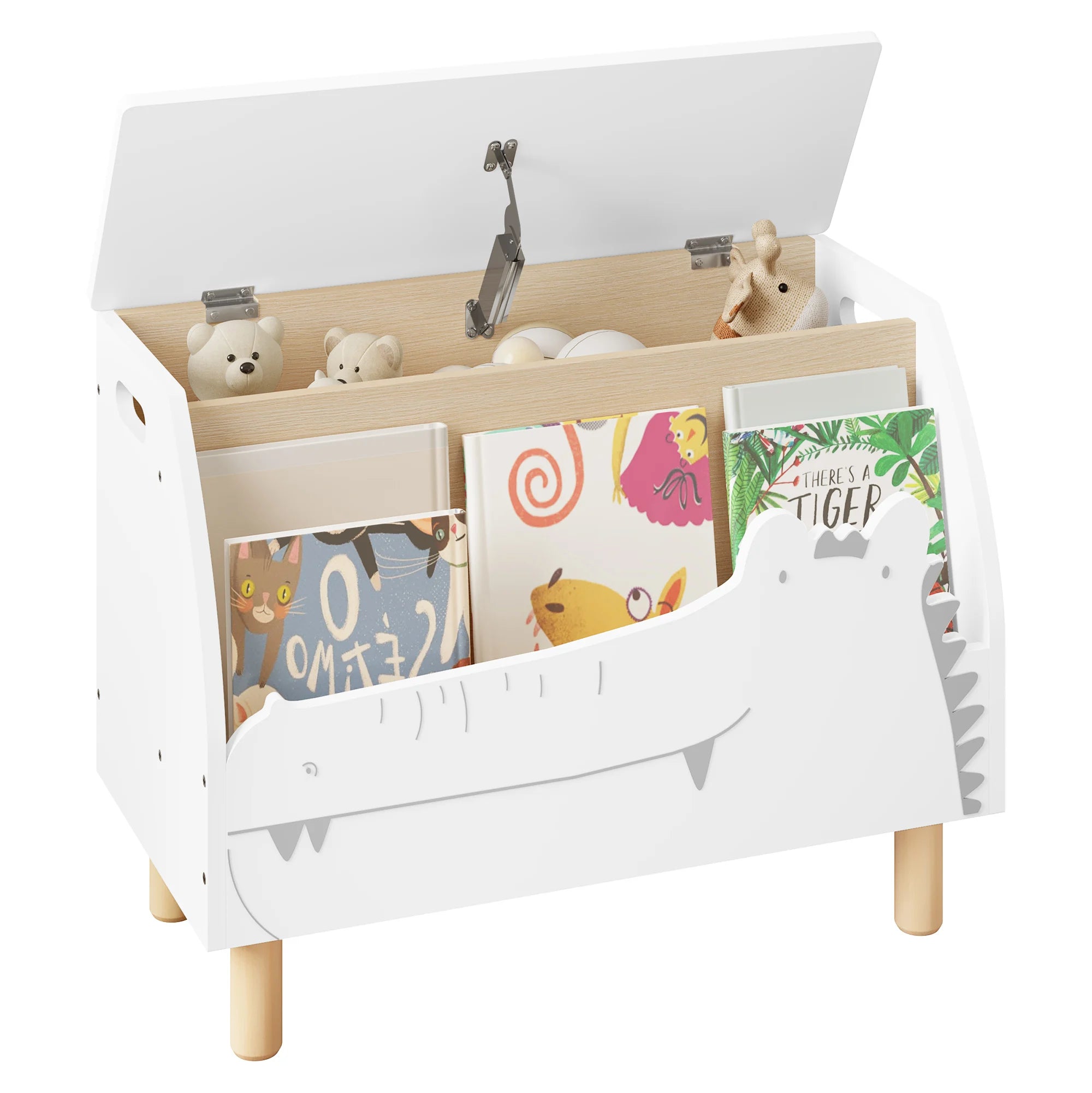 WOLTU Kids Bookcase Bookshelf Children's Storage Chest with Lid Children's Toy Box for Kindergarten Reading Magazine Display