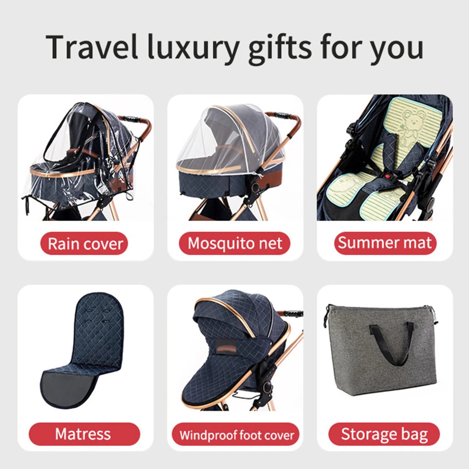 3 in 1 Baby stroller Baby carriage Portable luxurious travel pram High landscape newborn baby stroller with baby carrier