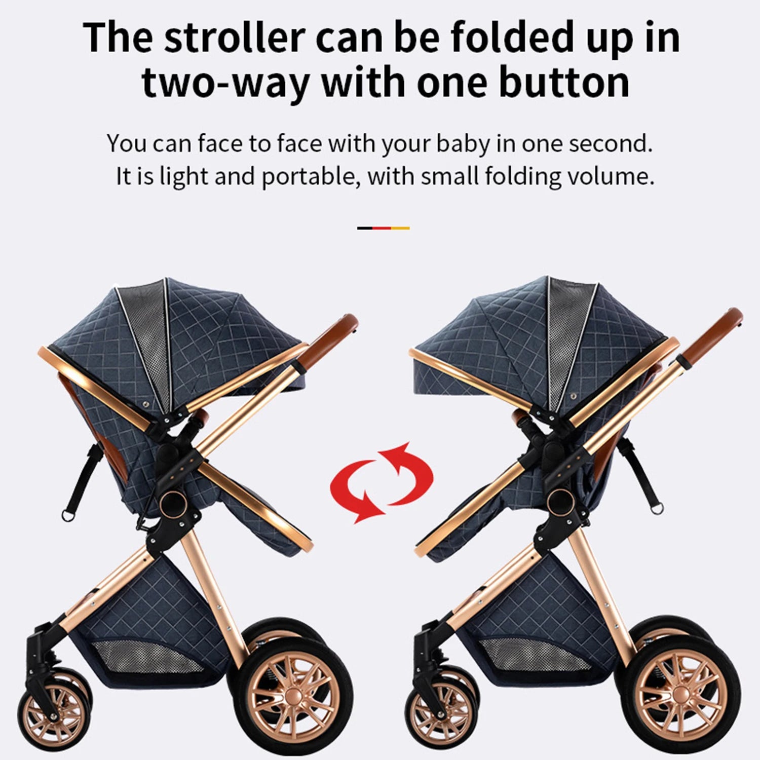 3 in 1 Baby stroller Baby carriage Portable luxurious travel pram High landscape newborn baby stroller with baby carrier