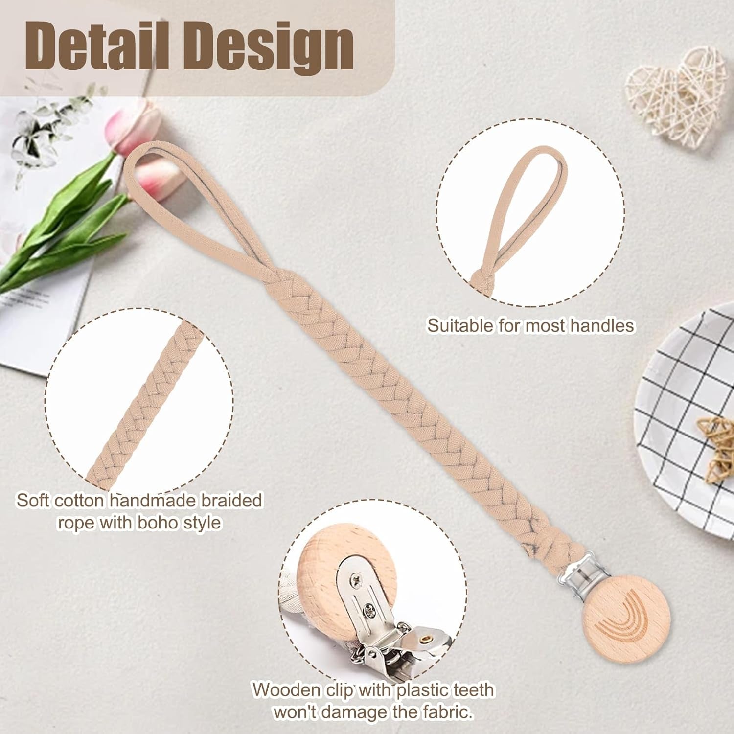 Schnullerkette Stoff 4 Stück Schnullerketten Baby Schnullerkette Clip, Schnullerband Schnuller Kette Geeignet Für Alle Schnuller Baby Beißspielzeug Lätzchen Dreieckstuch Schnuller Babyparty
