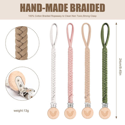 Schnullerkette Stoff 4 Stück Schnullerketten Baby Schnullerkette Clip, Schnullerband Schnuller Kette Geeignet Für Alle Schnuller Baby Beißspielzeug Lätzchen Dreieckstuch Schnuller Babyparty