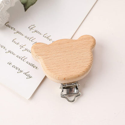 6 Stück Schnullerclip Holz Set