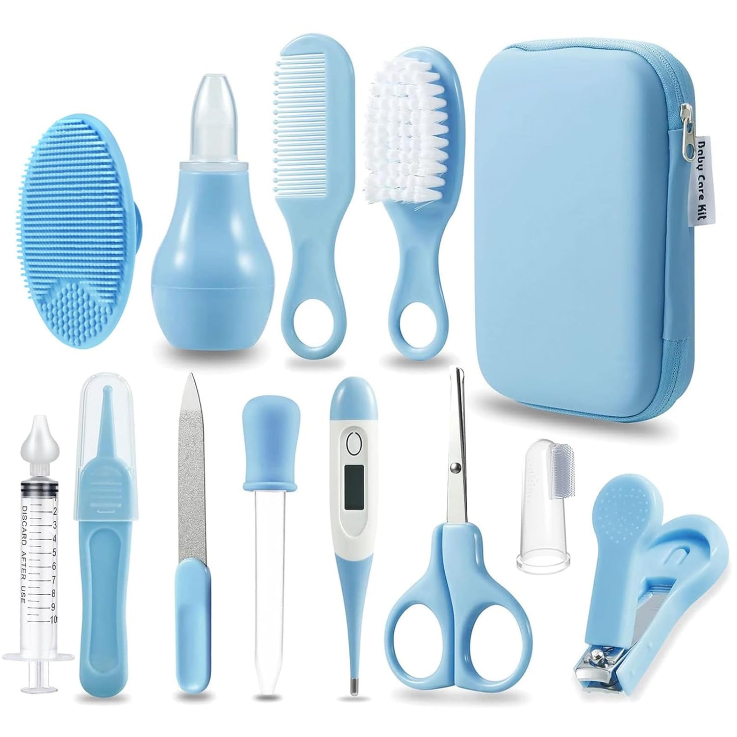 Pandaear Baby Pflegeset 10 Teilige Erstausstattung Für Neugeborene, Baby Nagelpflegeset Care Set, Baby Nagelfeile Babykamm, Bürste, Fingerzahnbürste, Nagelschneider, Schere, Nasenaspirator