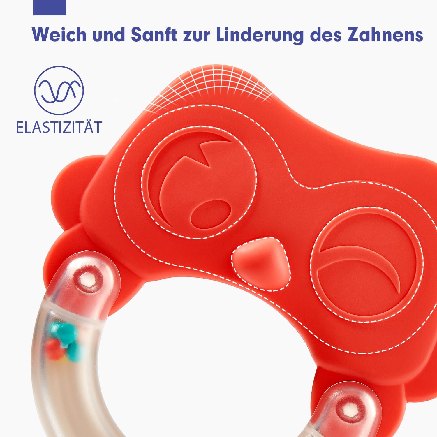 Hahaland Rassel Beißring Baby Set, Silikon Baby Spielzeug Ab 3 6 9 Monate, 10 PCS Shaker Helfen Baby Beim Zahnen Und Greifen, Bpa-Frei Beissring Sensorik Spielzeug Für Neugeborene Kleinkinder Geschenk