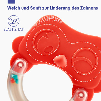 Hahaland Rassel Beißring Baby Set, Silikon Baby Spielzeug Ab 3 6 9 Monate, 10 PCS Shaker Helfen Baby Beim Zahnen Und Greifen, Bpa-Frei Beissring Sensorik Spielzeug Für Neugeborene Kleinkinder Geschenk