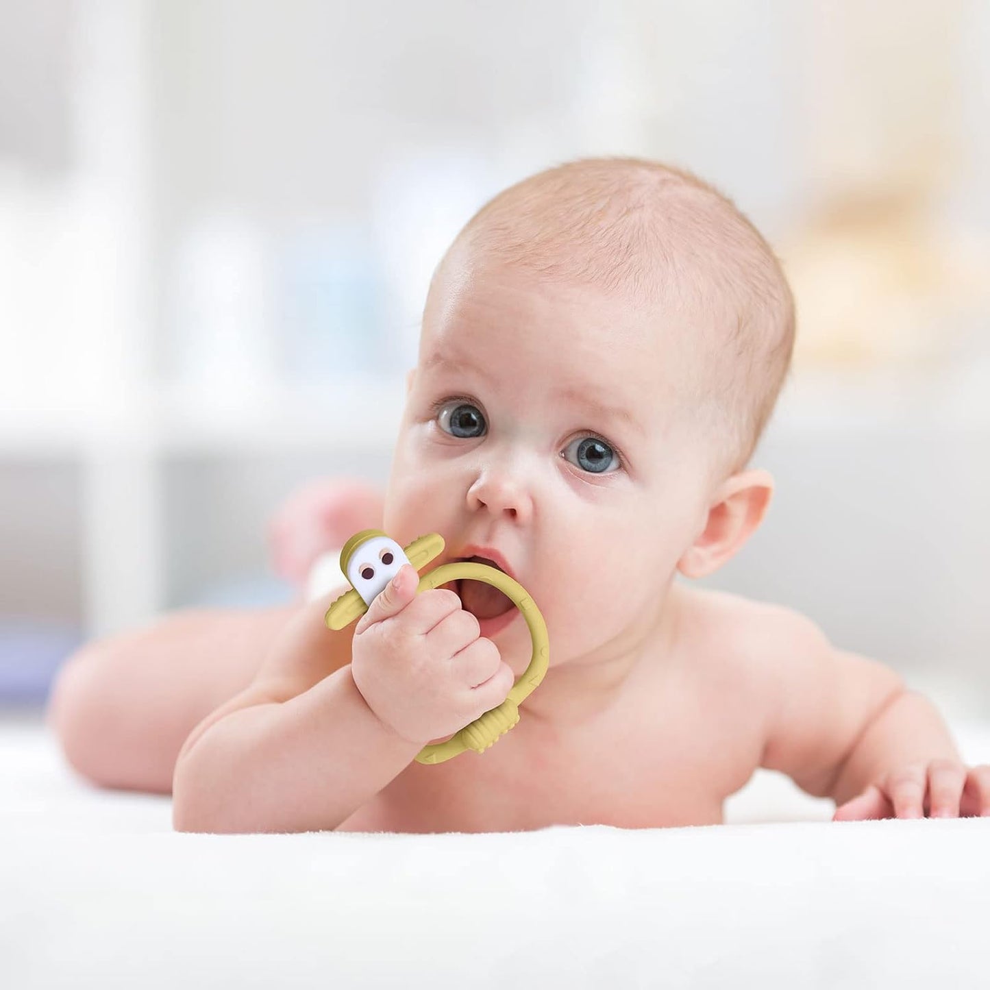 Vicloon Beißring Baby,Baby Beißspielzeug Affe, Beißring Aus Silikon Bpa-Frei,Stimuliert Und Massiert Wundes Zahnfleisch,Baby Zahnungshilfe Ab 3 Monaten-Grün