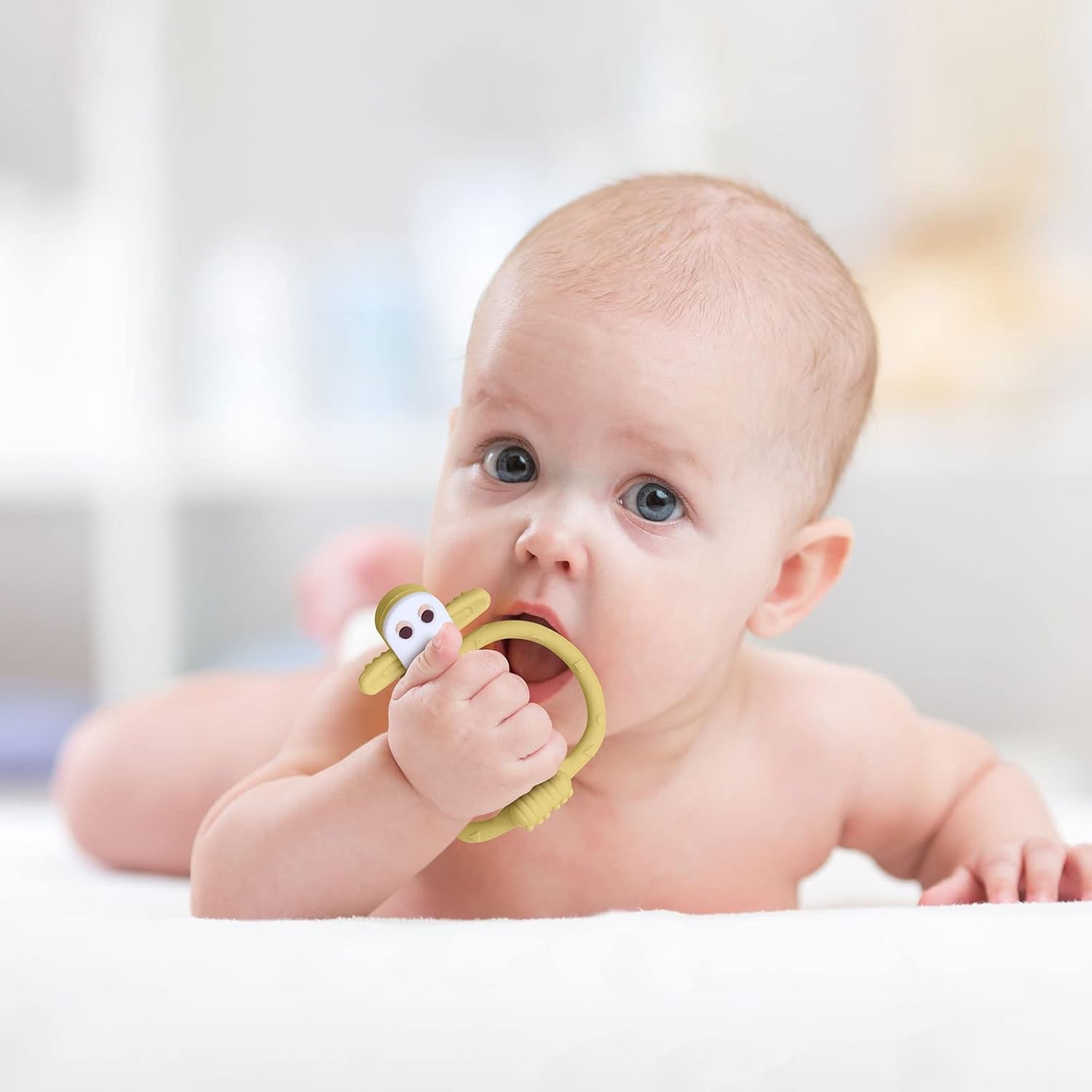 Vicloon Beißring Baby,Baby Beißspielzeug Affe, Beißring Aus Silikon Bpa-Frei,Stimuliert Und Massiert Wundes Zahnfleisch,Baby Zahnungshilfe Ab 3 Monaten-Grün