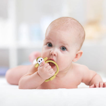 Vicloon Beißring Baby,Baby Beißspielzeug Affe, Beißring Aus Silikon Bpa-Frei,Stimuliert Und Massiert Wundes Zahnfleisch,Baby Zahnungshilfe Ab 3 Monaten-Grün