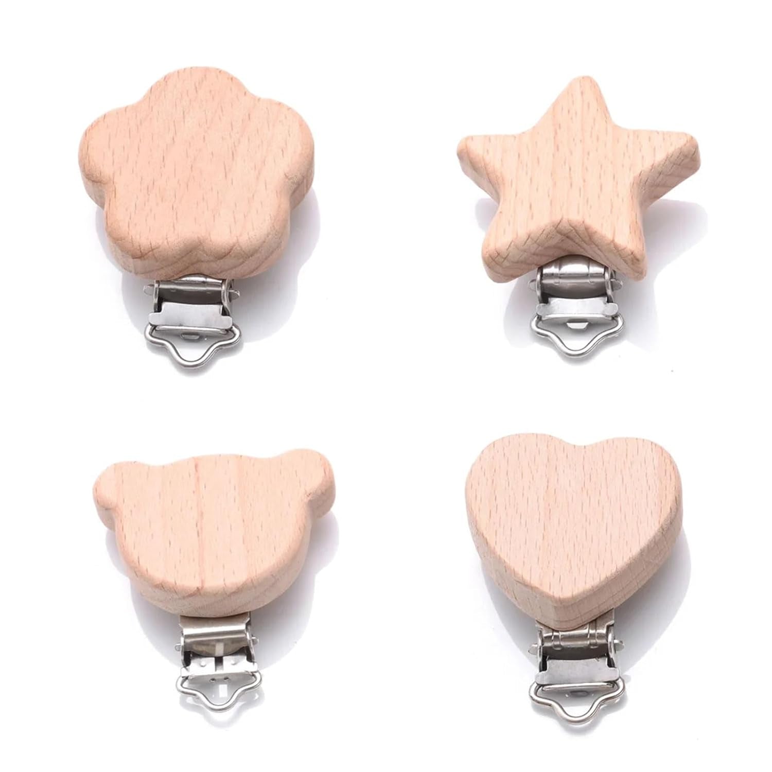 Holz Schnullerclip, 4 Stück
