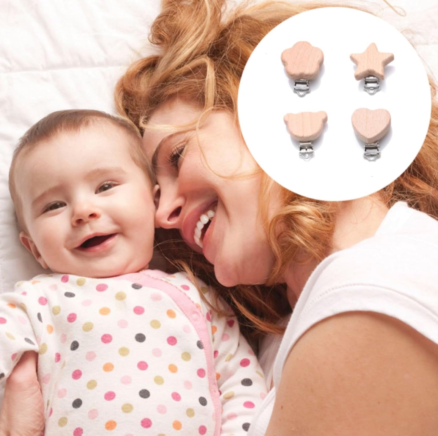 Holz Schnullerclip, 4 Stück