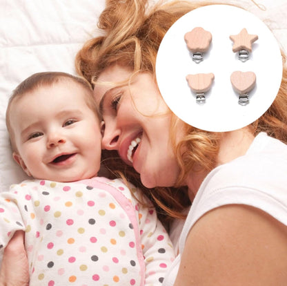 Holz Schnullerclip, 4 Stück